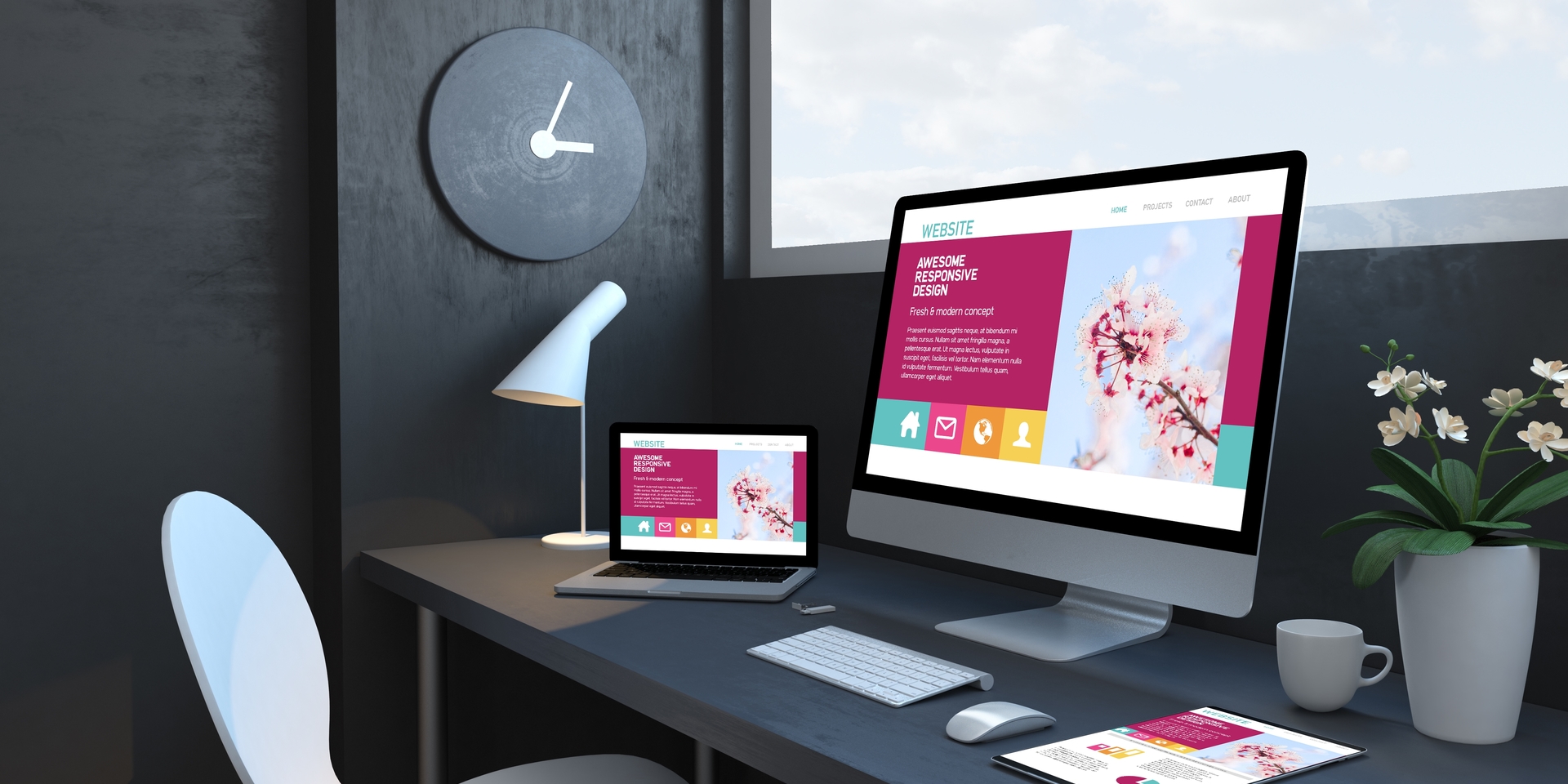 Web Design business service offers HTML Webpage, Wordpress Webpage, Webpage Management, and SEO Solutions